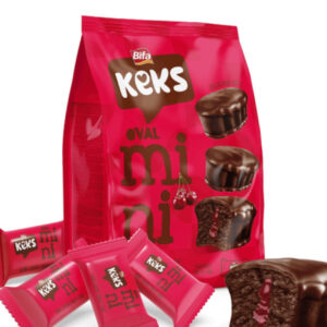 BIFA KEKS MINI OVAL CACAO COATED CHERRY SAUCED FILLED CACAO CAKE